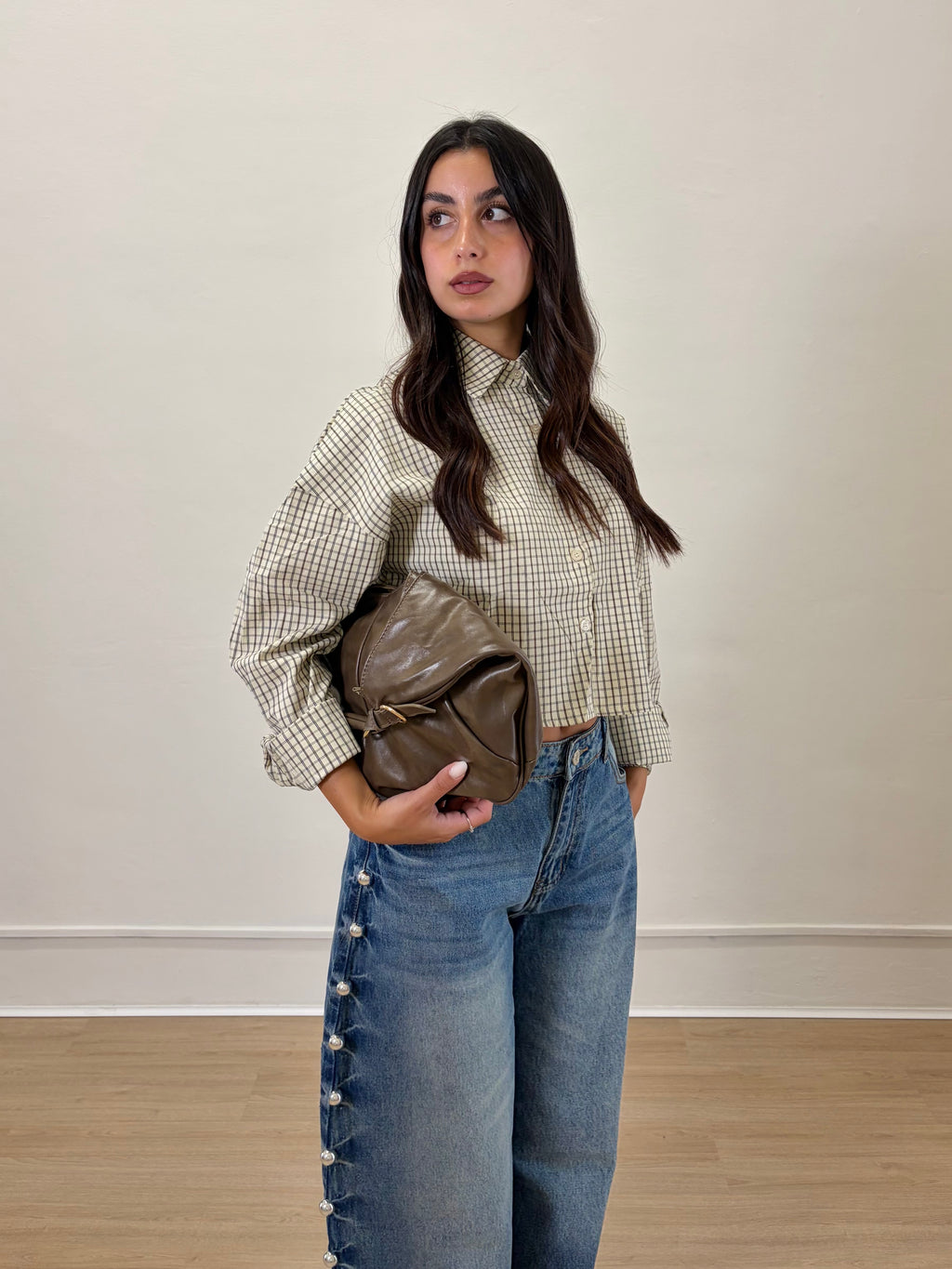 Camicia crop a quadri
