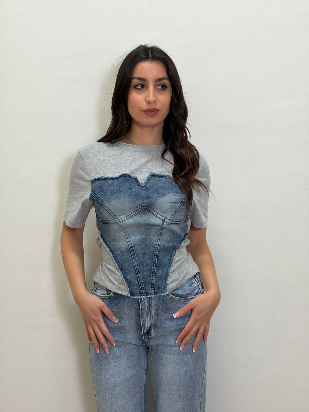 T-shirt denim corset