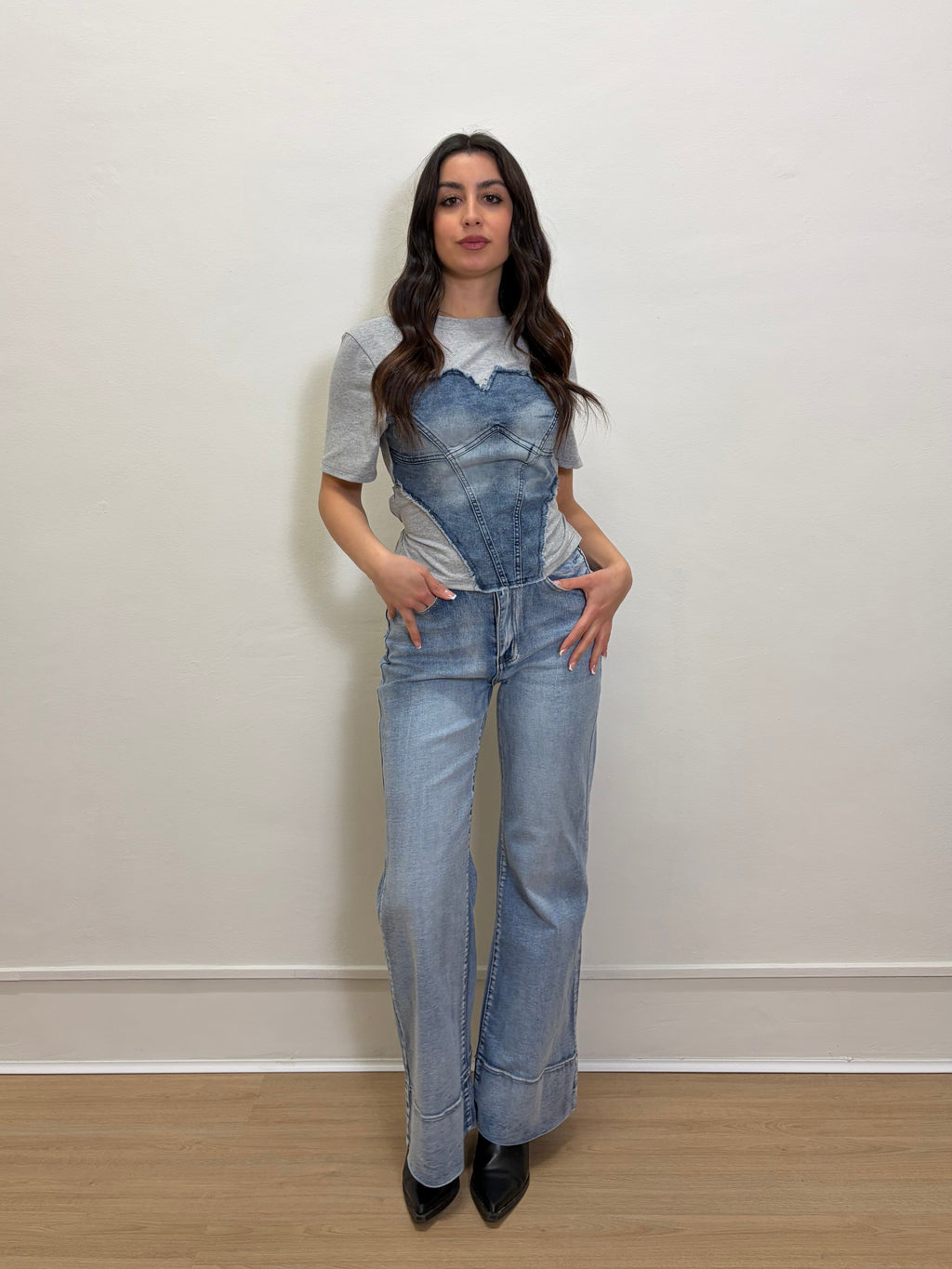 T-shirt denim corset