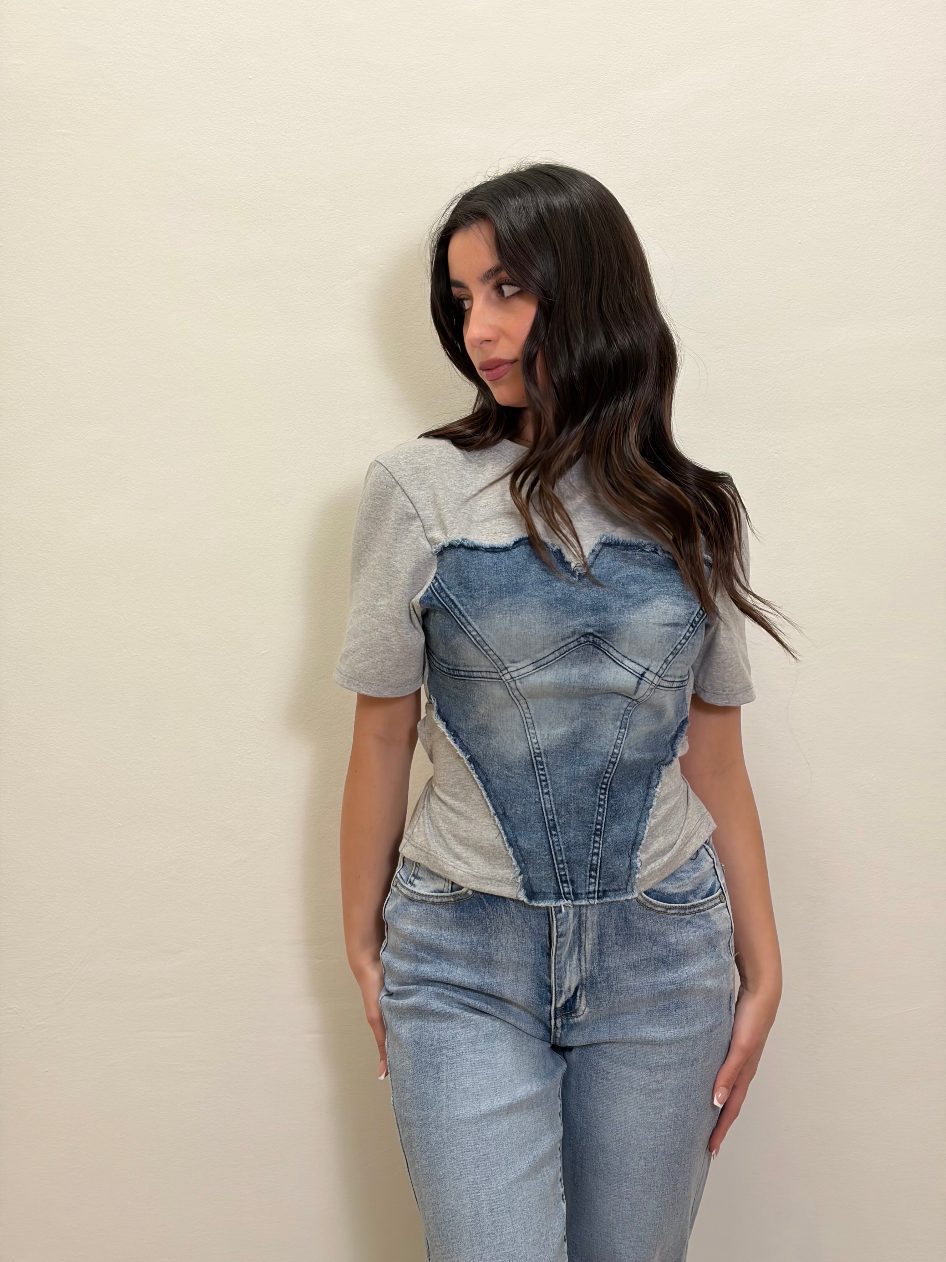 T-shirt denim corset