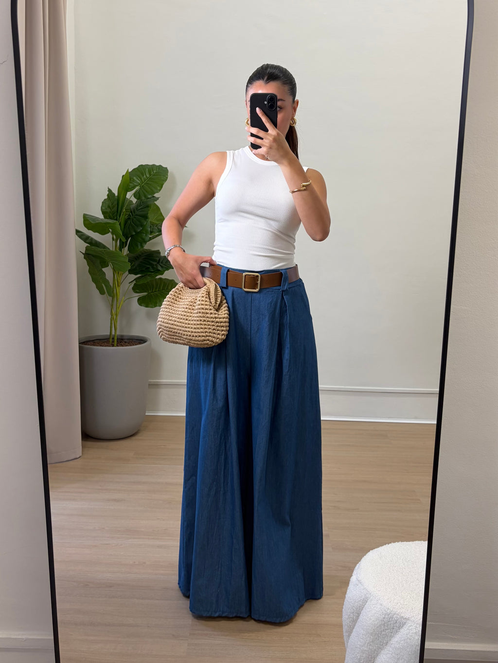 Pantalone effetto denim