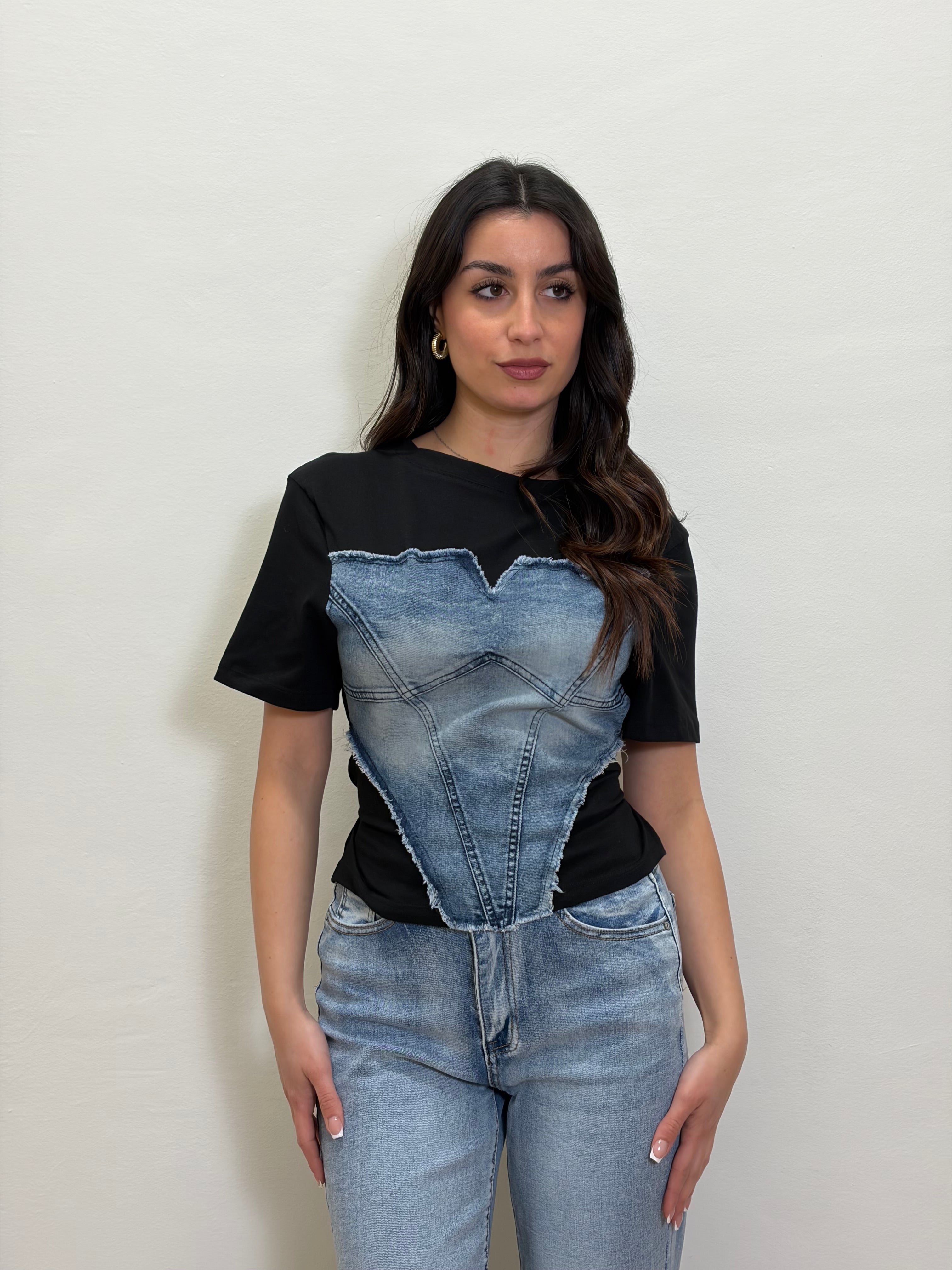 T-shirt denim corset