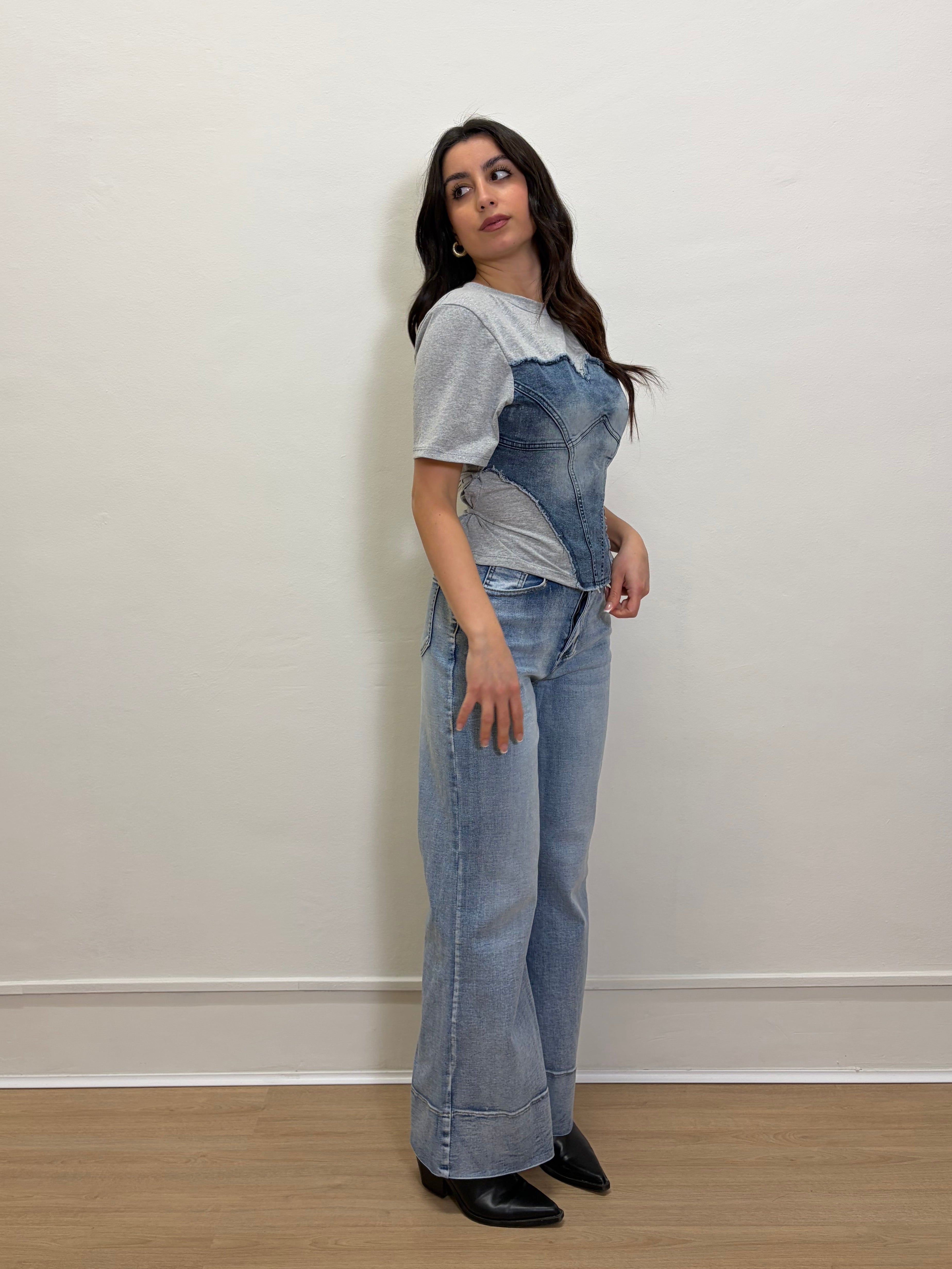 T-shirt denim corset