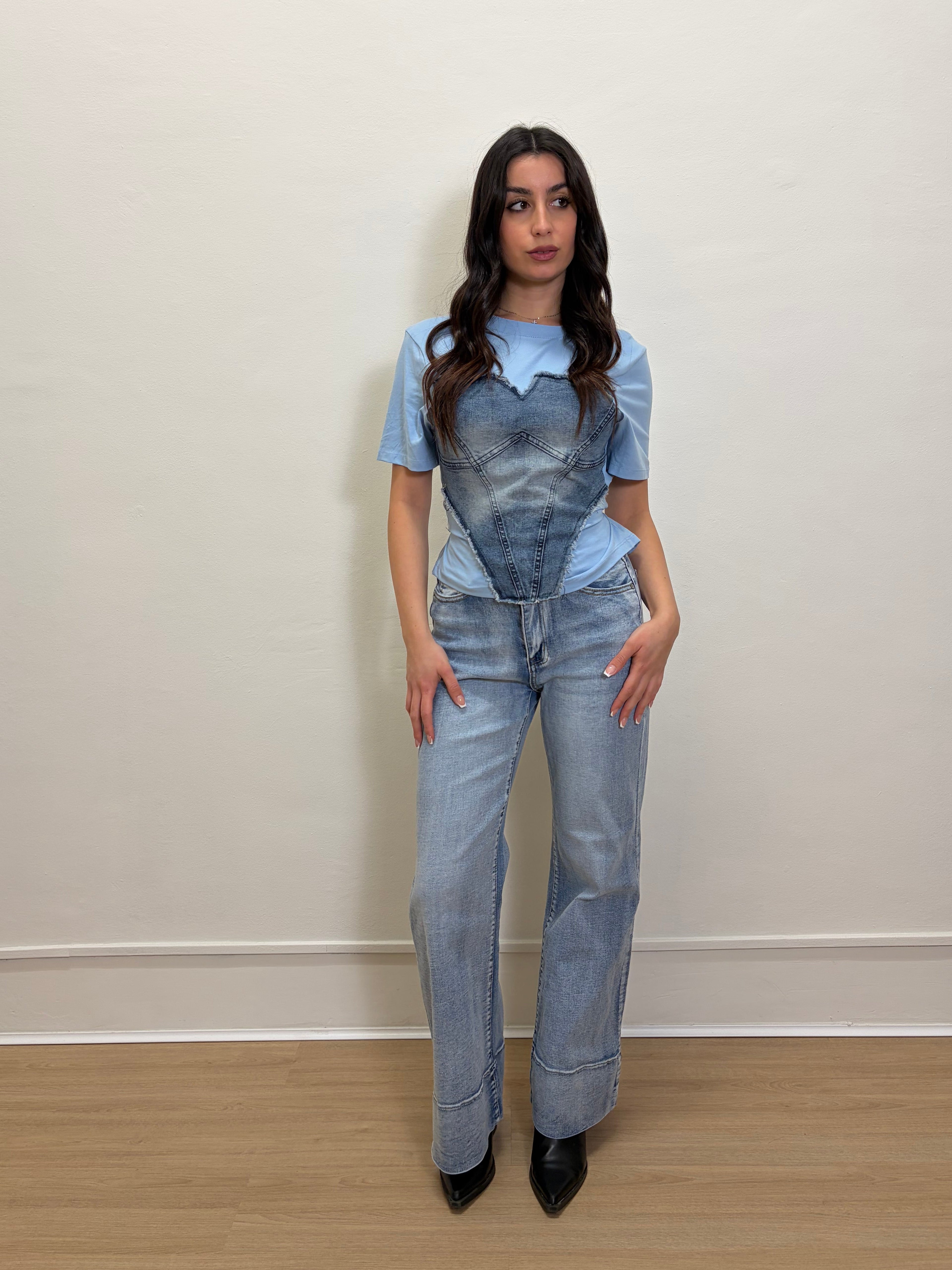 T-shirt denim corset