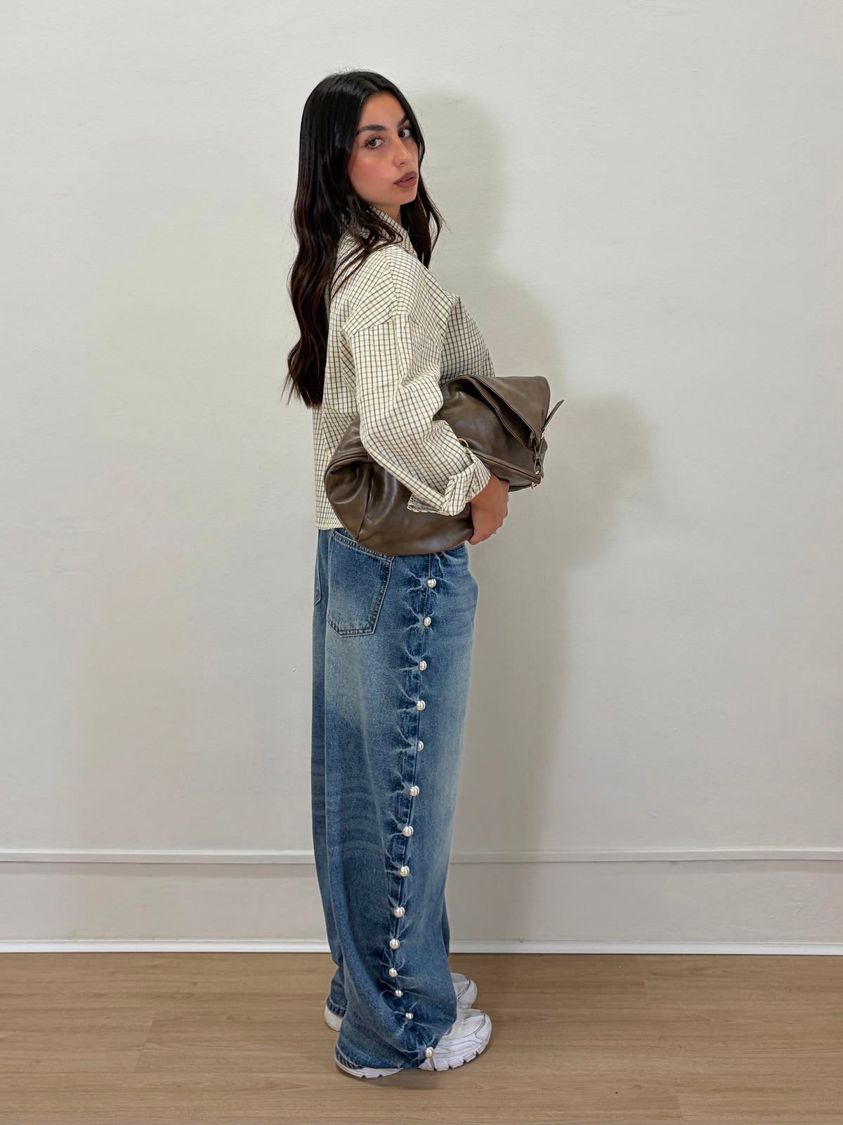 Camicia crop a quadri