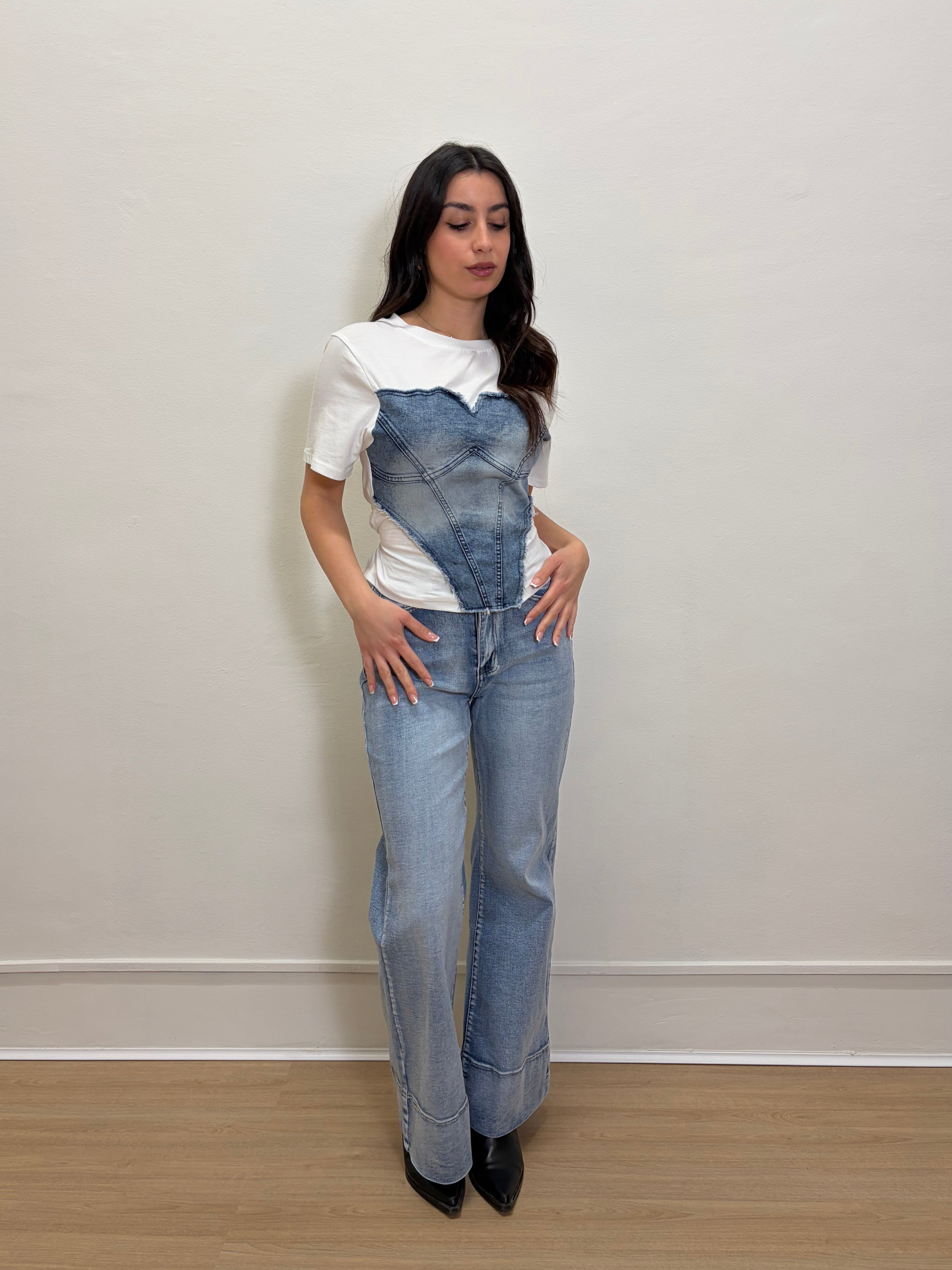 T-shirt denim corset