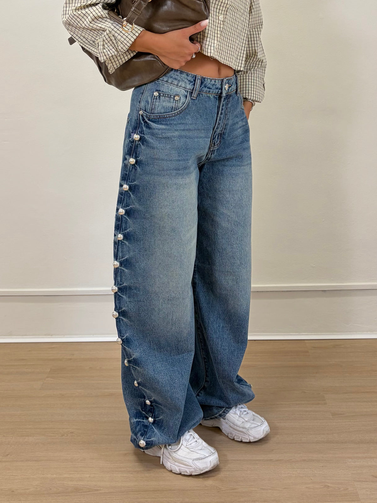 Jeans balloon con borchie