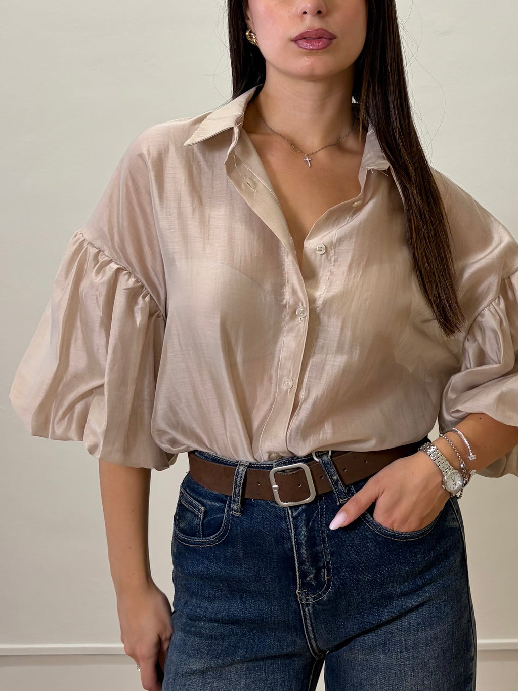 Camicia maniche a sbuffo