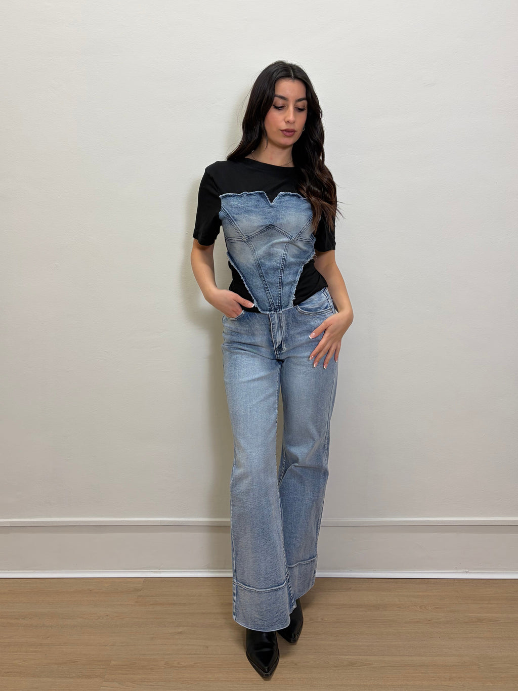 T-shirt denim corset