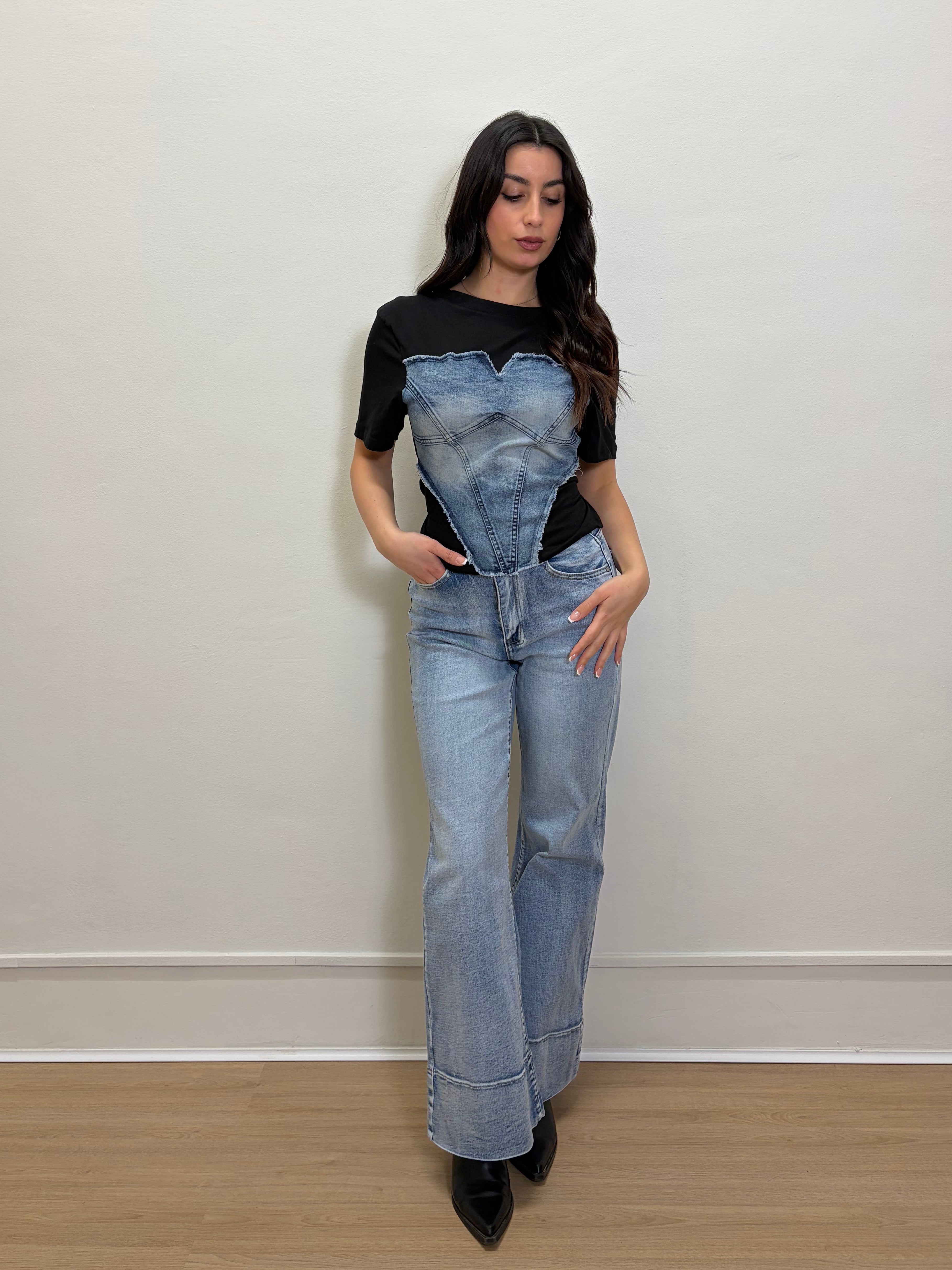 T-shirt denim corset