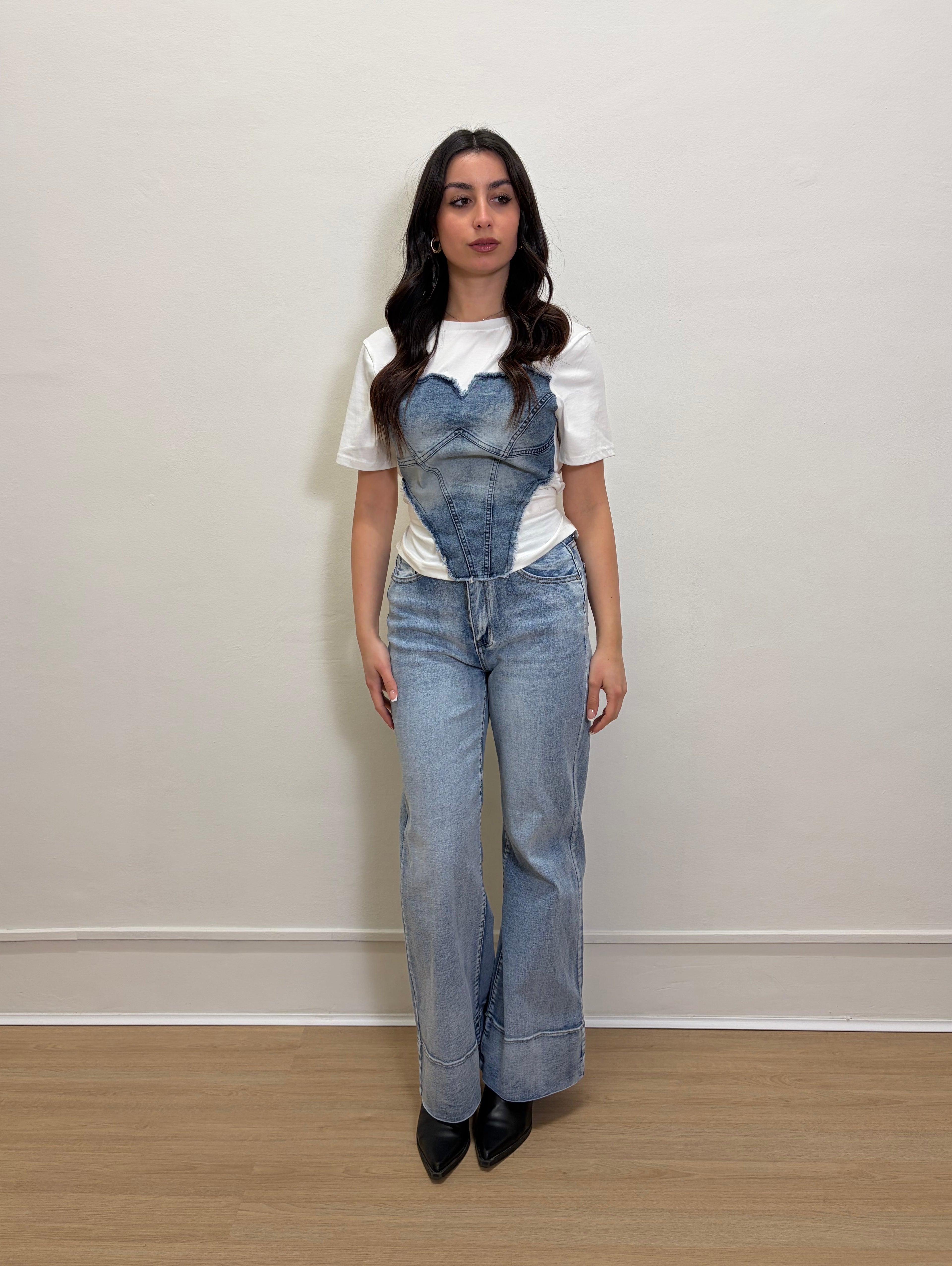 T-shirt denim corset