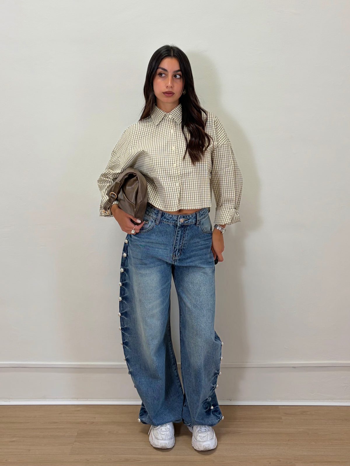 Camicia crop a quadri