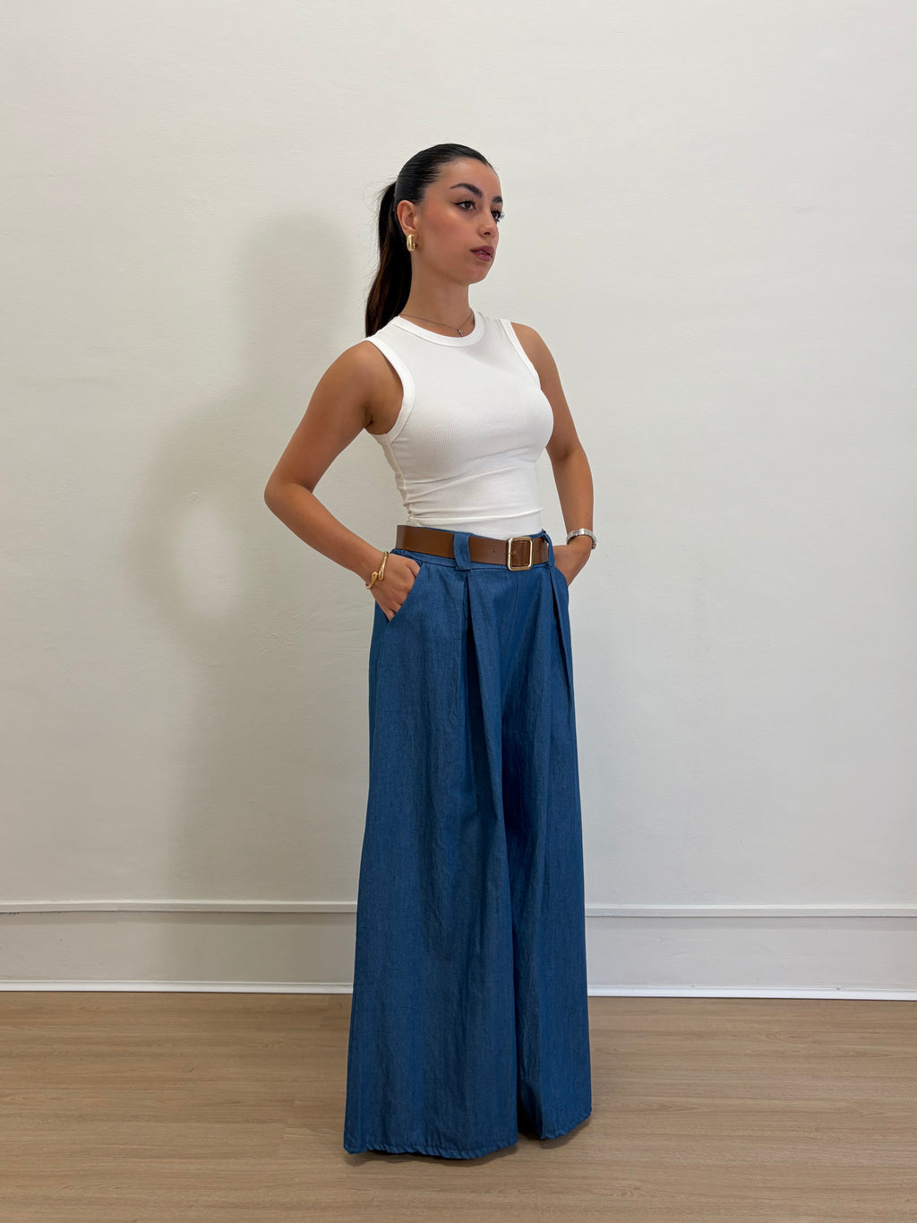 Pantalone effetto denim