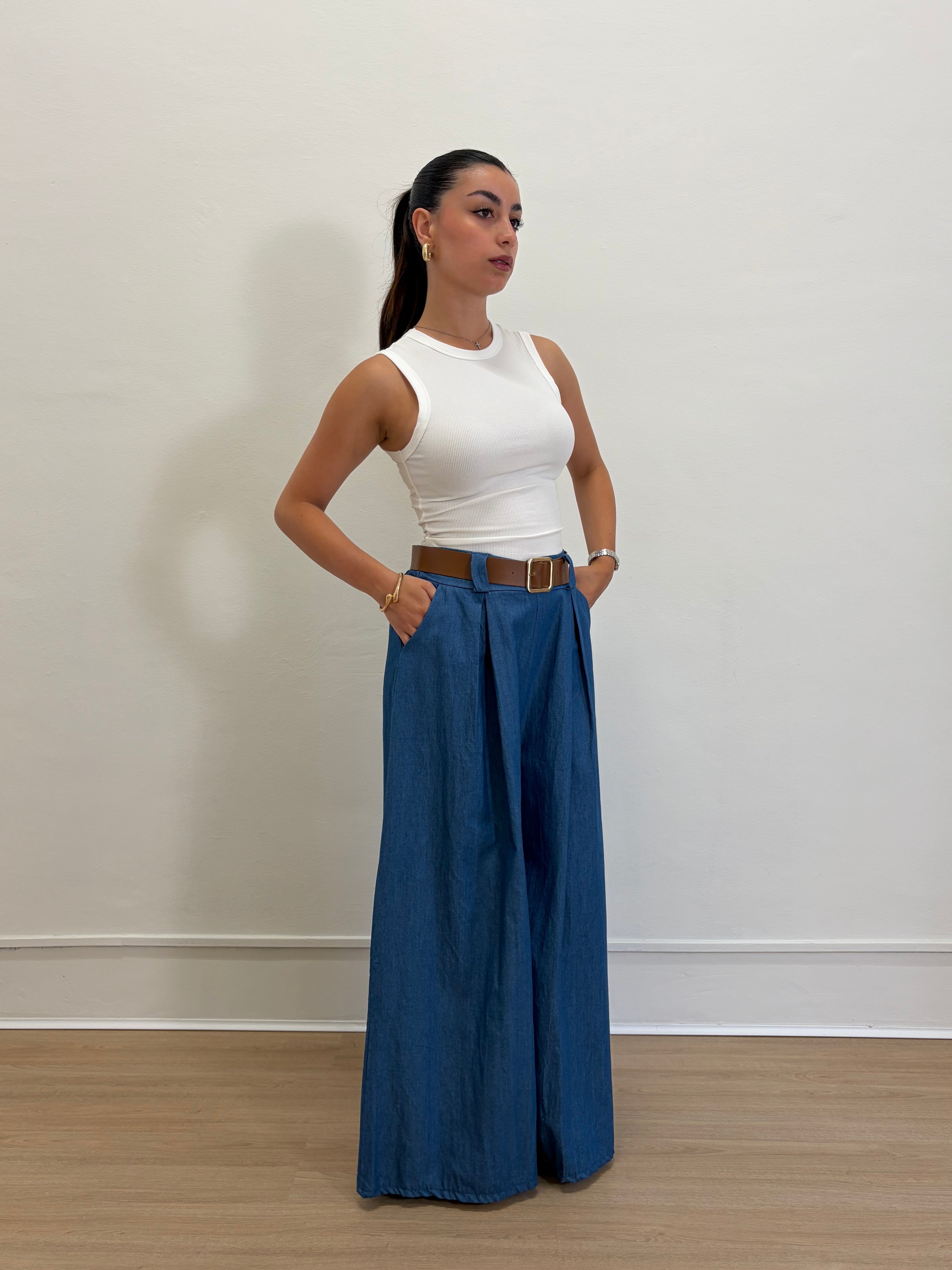 Pantalone effetto denim