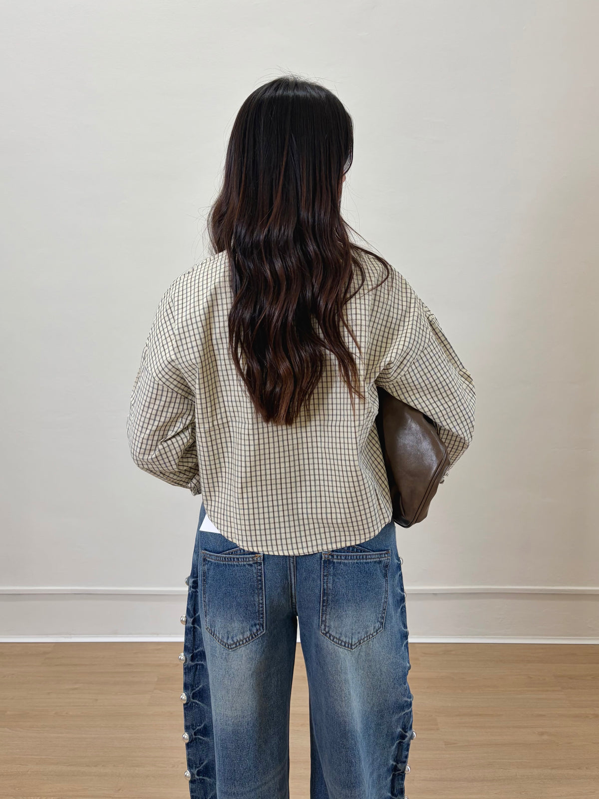 Camicia crop a quadri
