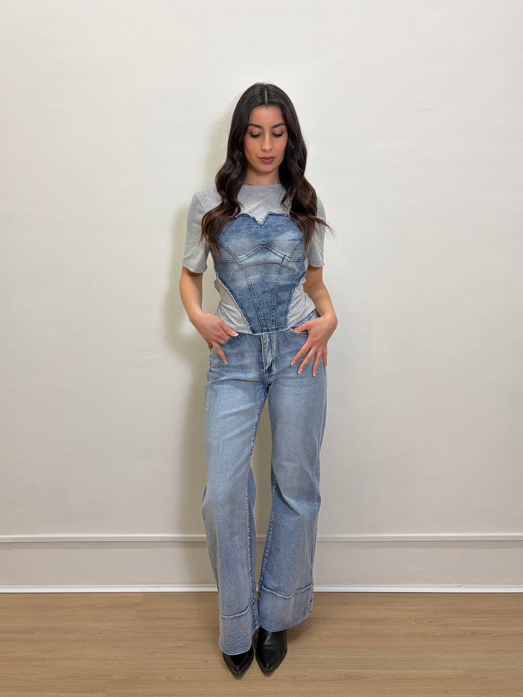 T-shirt denim corset