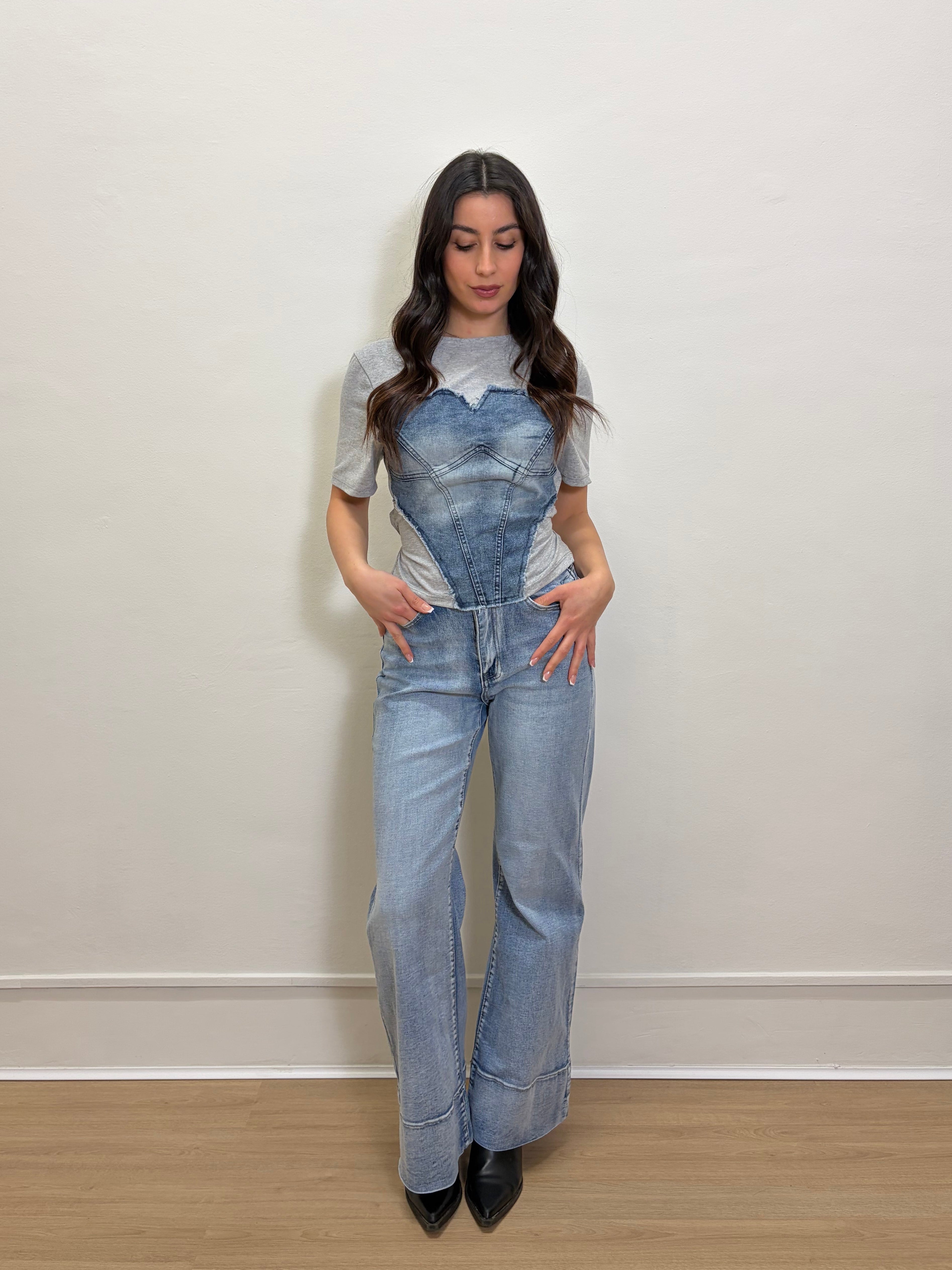 T-shirt denim corset