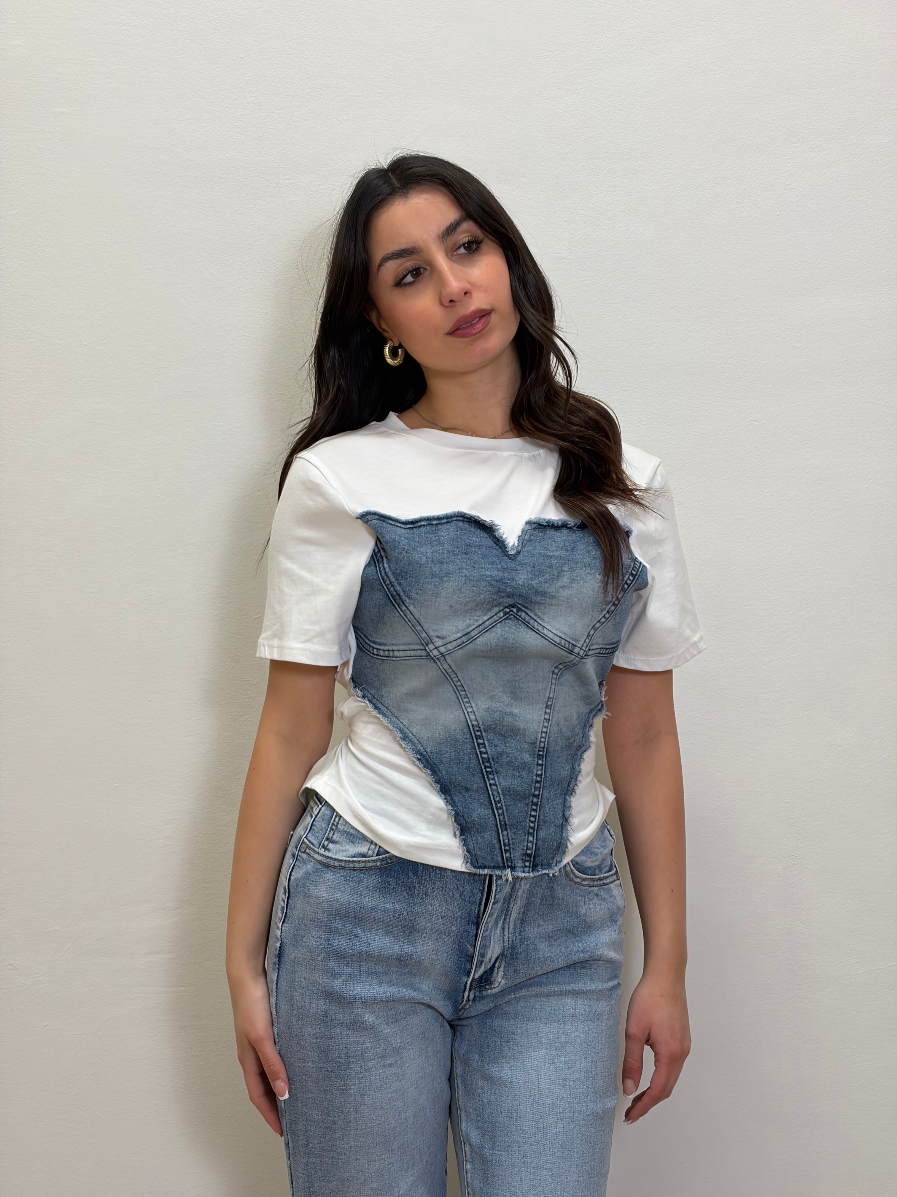 T-shirt denim corset