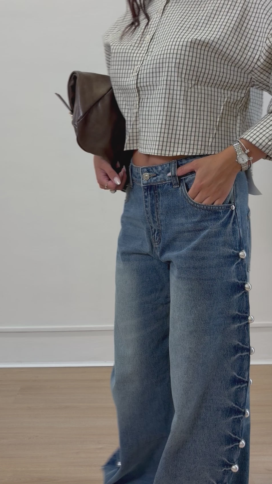 Jeans balloon con borchie